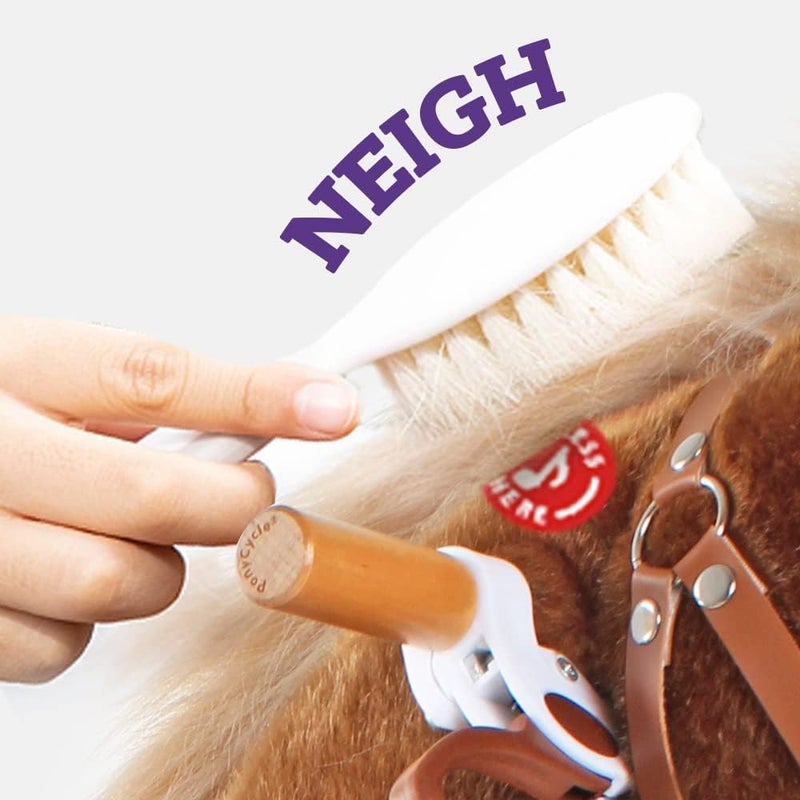 PonyCycle Horse Pony Toys Feed & Care Grooming Kit, 5 Piece Assortment. Groming Brush, Pet Brush, Carrot, Sticker, Name Tag for Boys and Girls, for Model E, U and Model X - Image 3